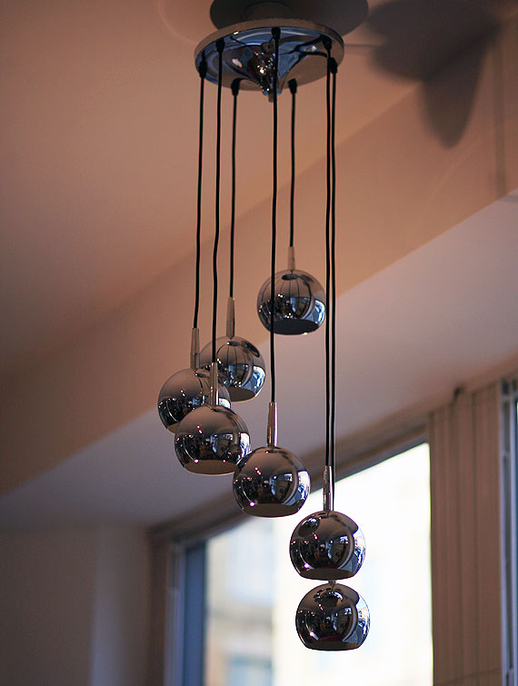 Chrome ball hanging light