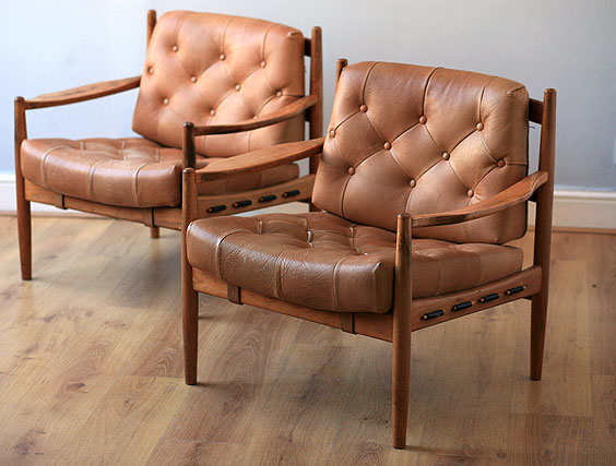 ope-pair club chairs-vintage leather chairs