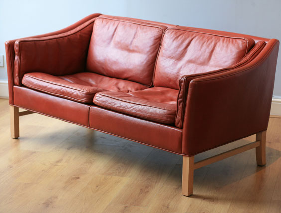 tan leather sofa - borge morgensen - 1968