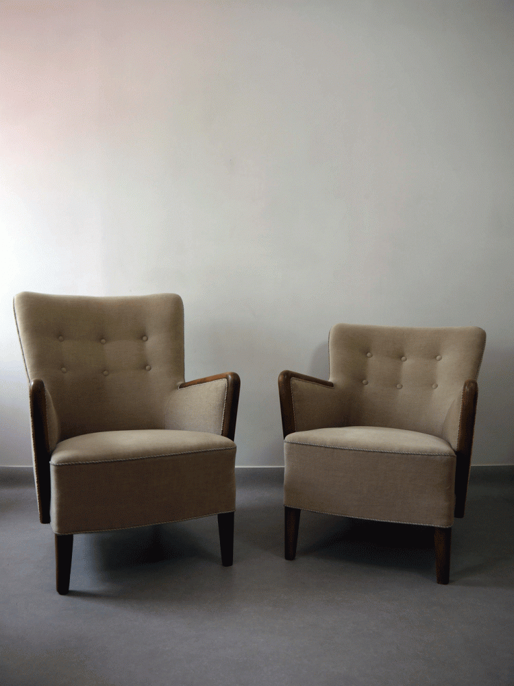 Danish – Pair of Upholstered Armchairs