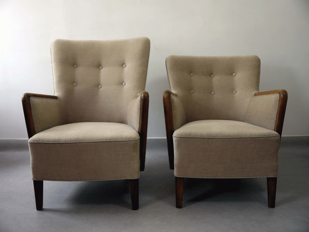 Danish – Pair of Upholstered Armchairs