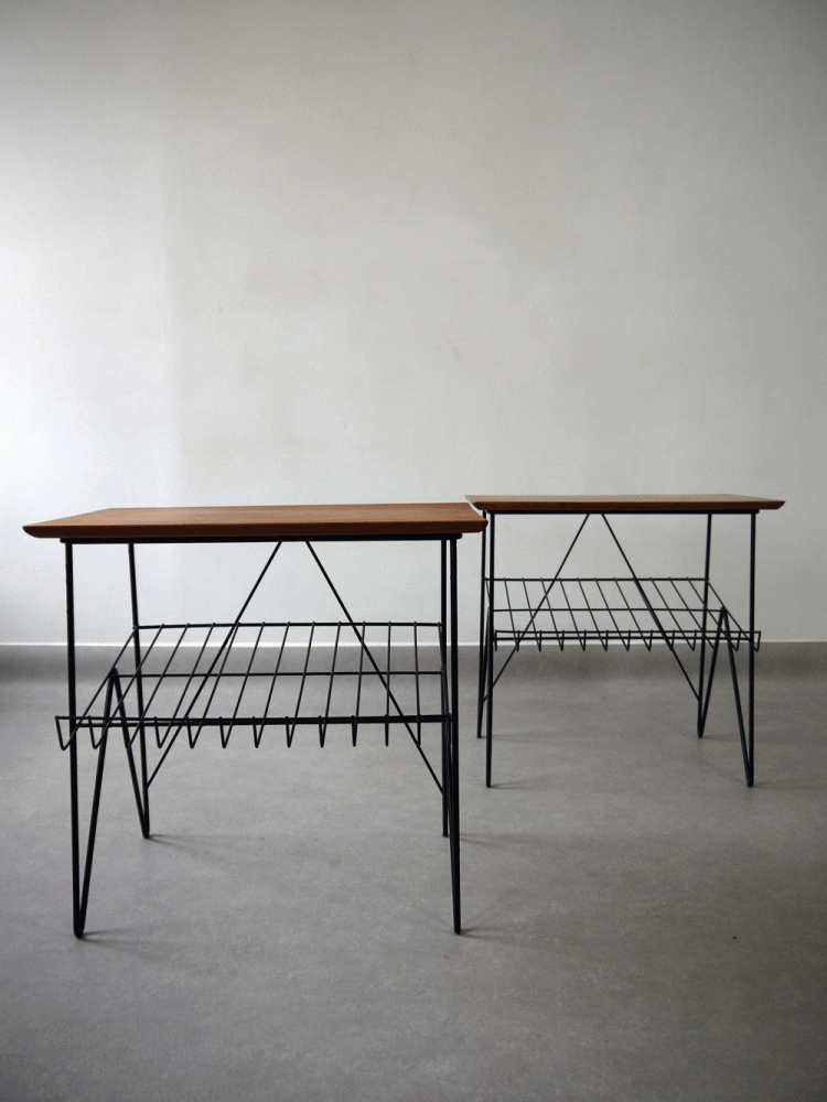 Lammhult Mobler – Teak Wire Side Tables