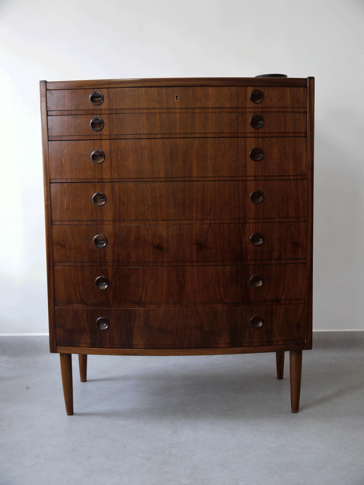 Danish – Walnut Bow Fronted Chest