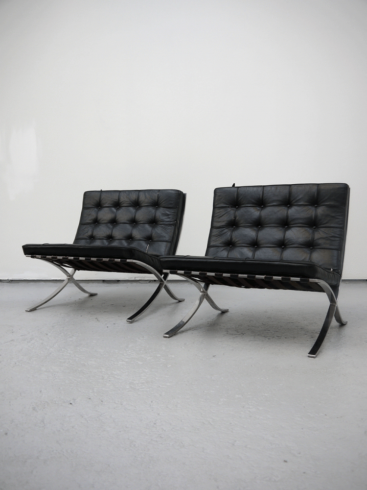Ludwig Mies Van Der Rohe – Early Prodction Pair of Barcelona Chairs