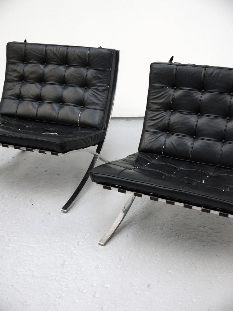 Ludwig Mies Van Der Rohe – Early Prodction Pair of Barcelona Chairs