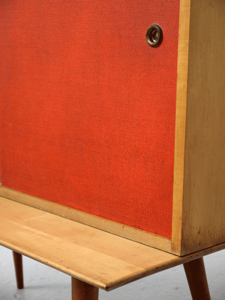 Paul Mccobb – Grass Cloth Cabinet on Bench