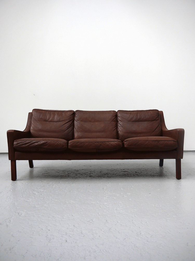 Danish – Leather Three Seat Sofa