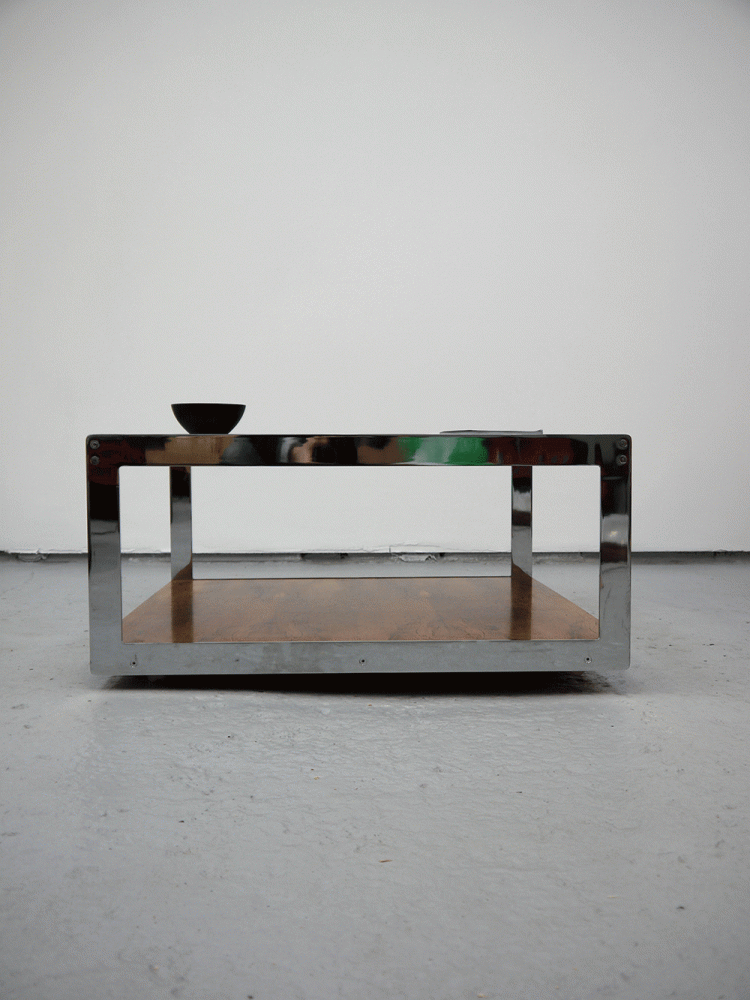 Merrow Associates – Large Rosewood Chrome Glass Coffee Table