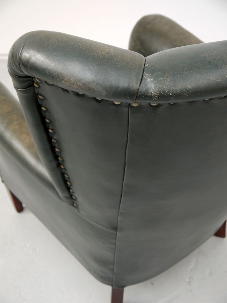 Danish – Early 20th Century Leather Wing Chair