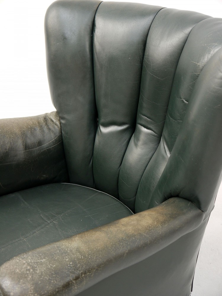 Danish – Early 20th Century Leather Wing Chair
