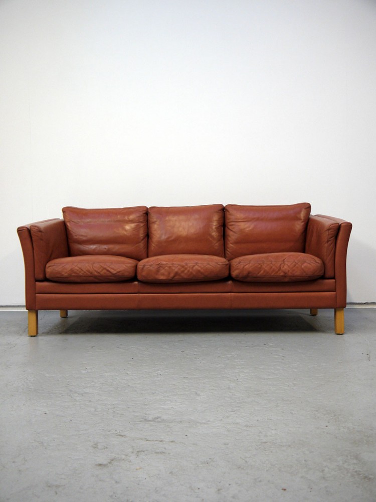 Mogens Hansen- Tan Leather Three Seat Sofa