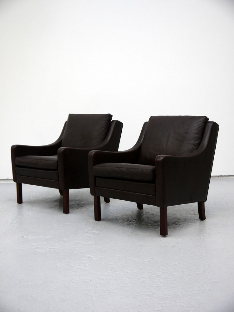Danish – Pair of Leather Club Lounge Chairs