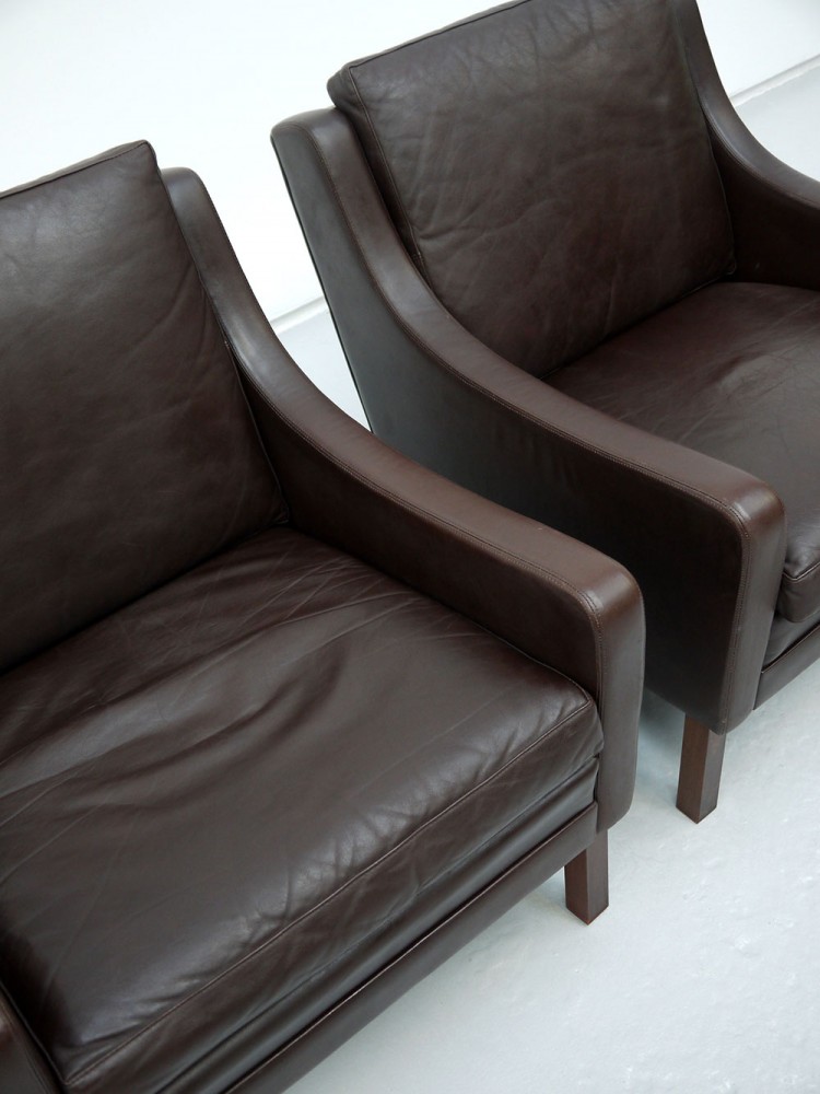 Danish – Pair of Leather Club Lounge Chairs