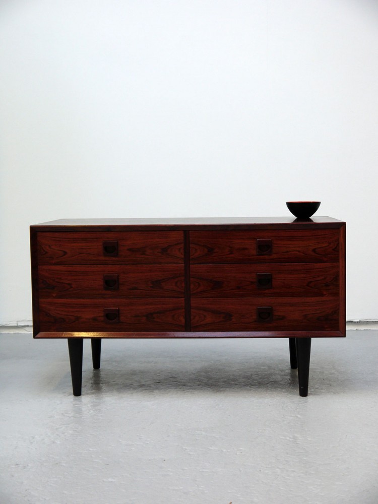 E Brouer – Small Rosewood Six Drawer Cabinet