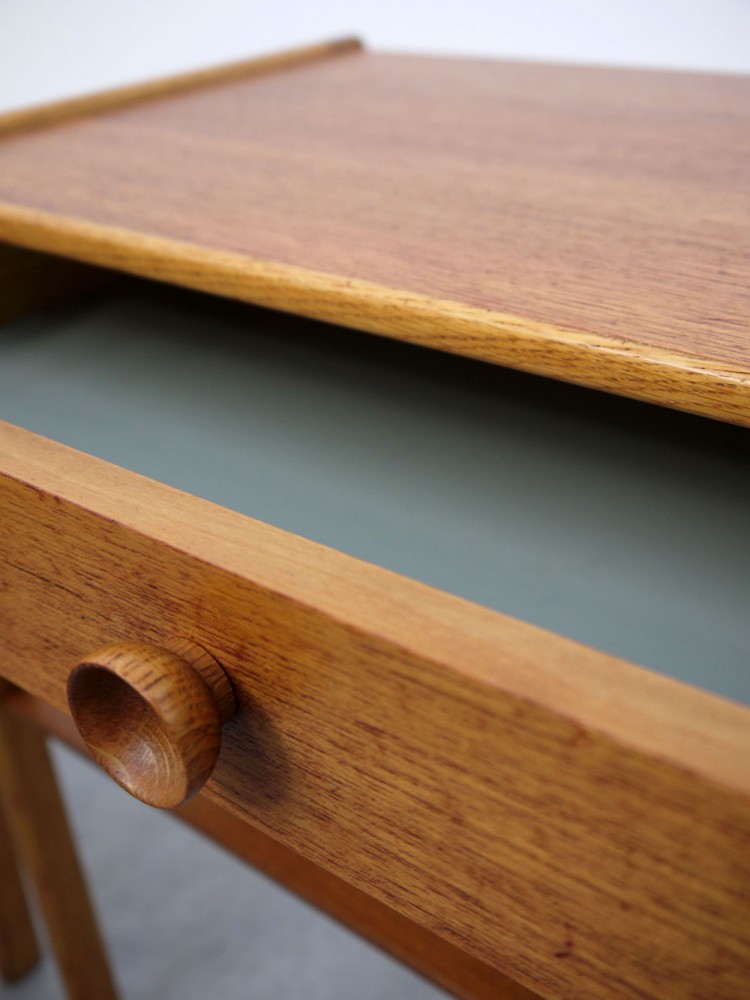 Swedish – Pair of Teak and Oak Bedside Tables