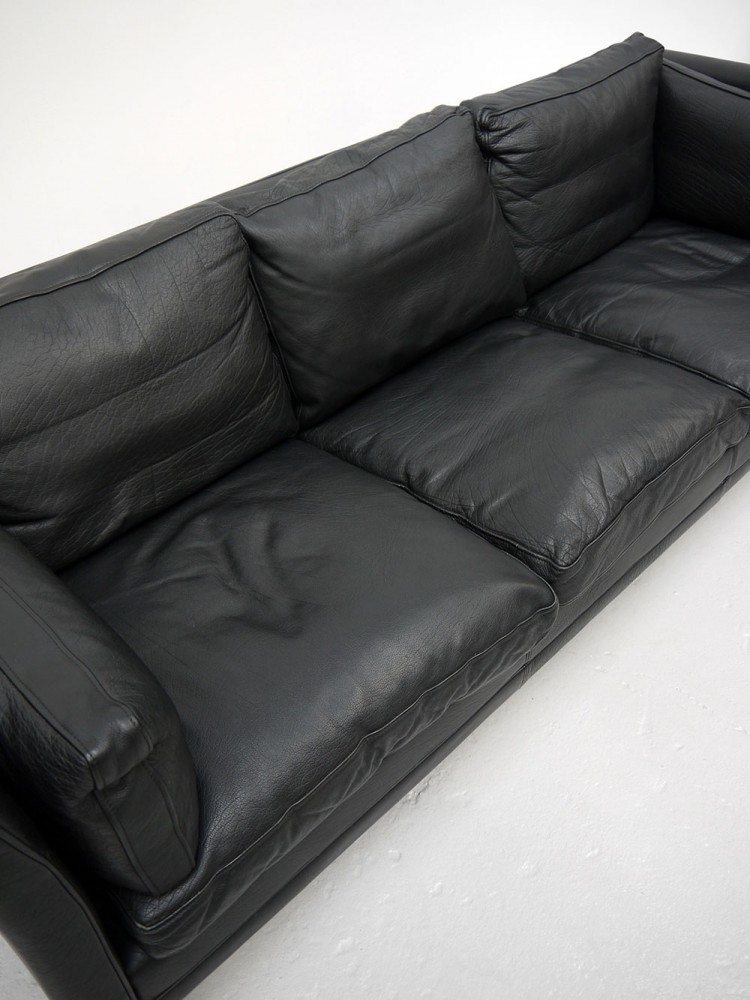 Mogen Hansen – Three Seat Black Leather Sofa