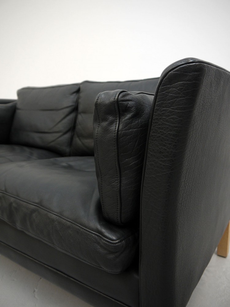 Mogen Hansen – Two Seat Black Leather Sofa