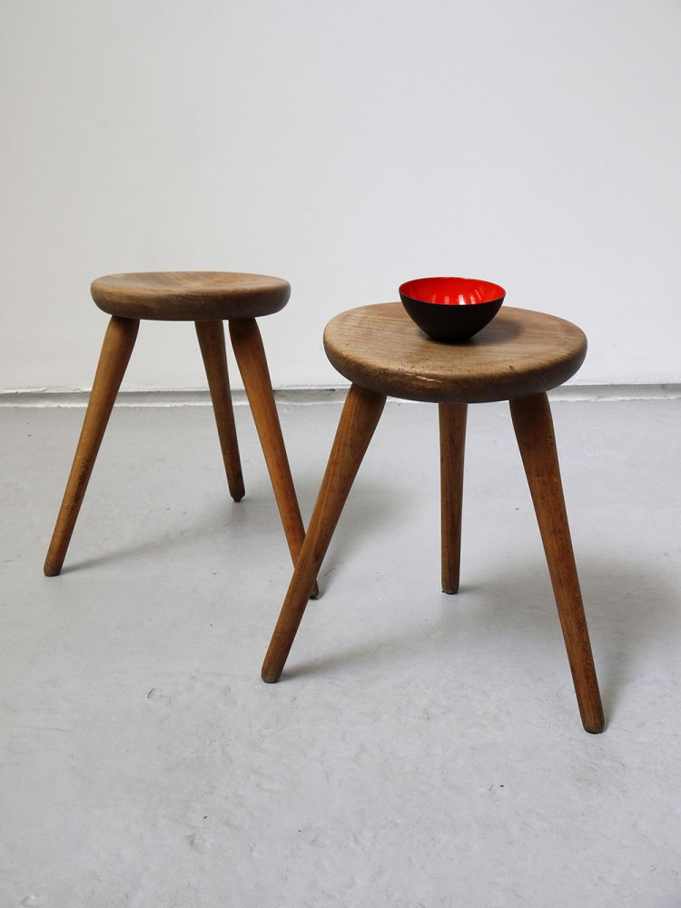 Charlotte Perriand Style – Pair of French Milking Stools