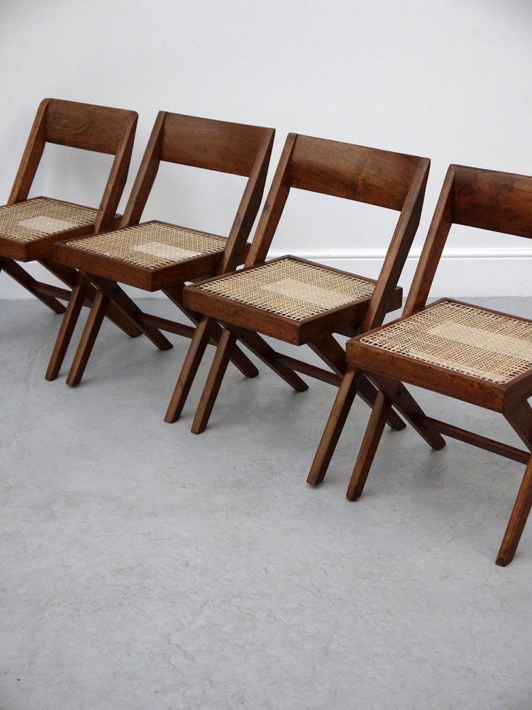 Pierre Jeanneret – Rare Set of Four Library Chairs