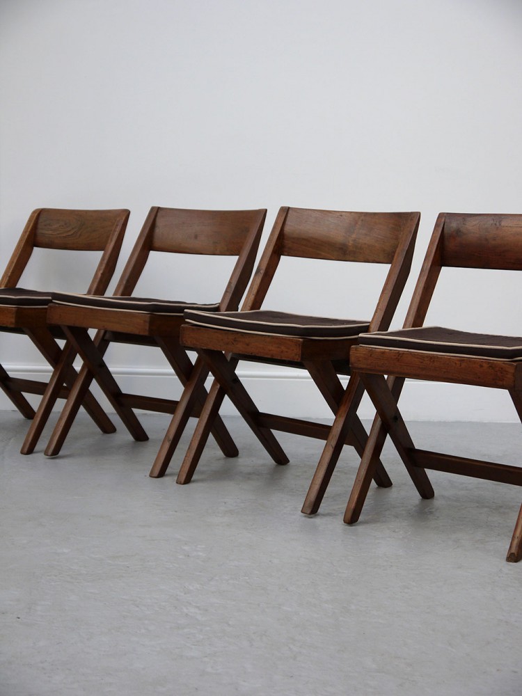 Pierre Jeanneret – Rare Set of Four Library Chairs