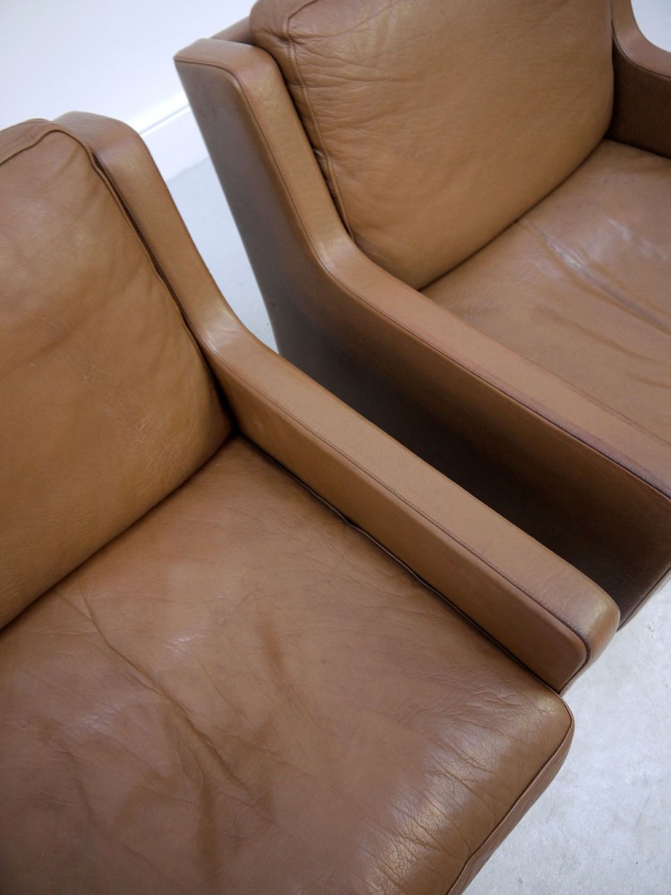 Danish – Pair of Leather Lounge Chairs