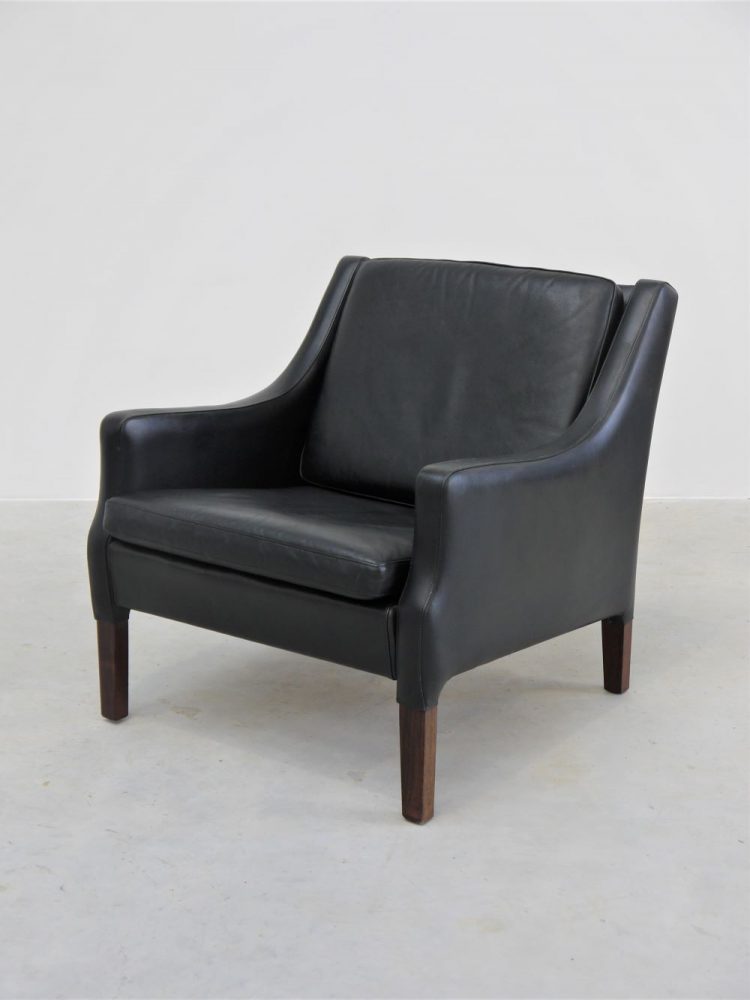 Danish – Black Leather Lounge Chair