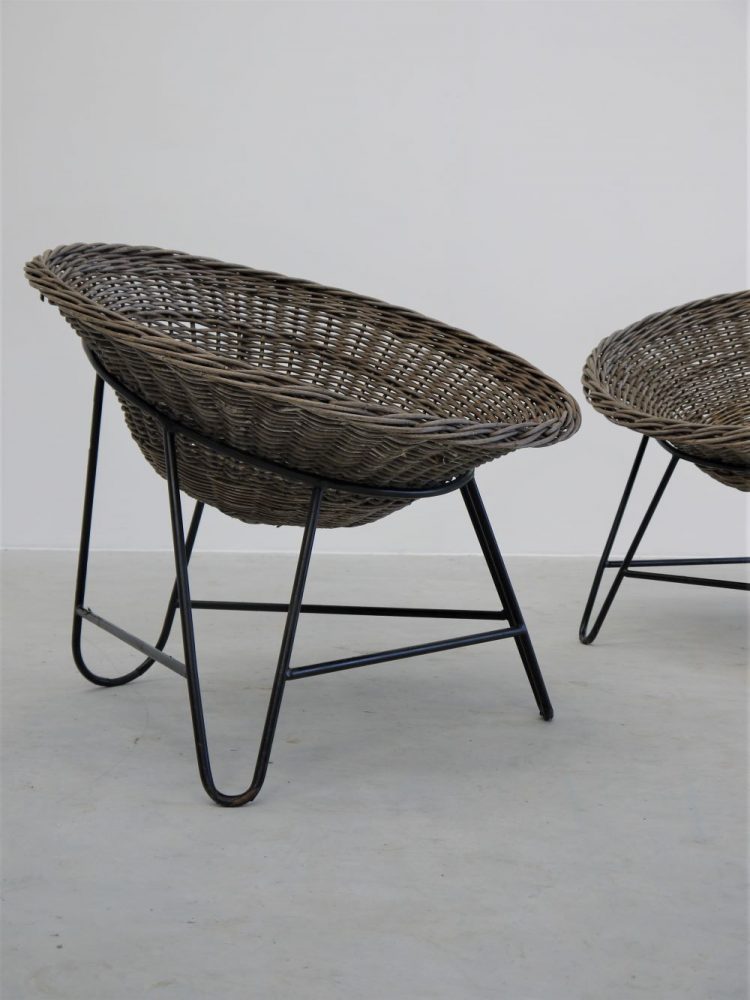 Mathieu Mategot – Pair of Wicker Lounge Chairs