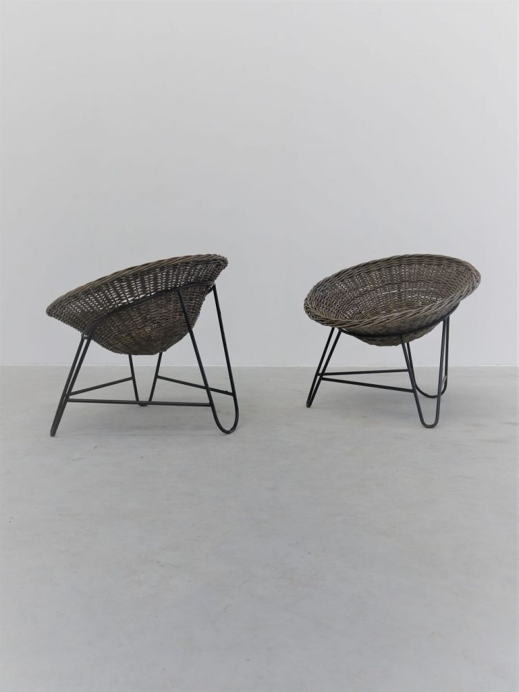 Mathieu Mategot – Pair of Wicker Lounge Chairs