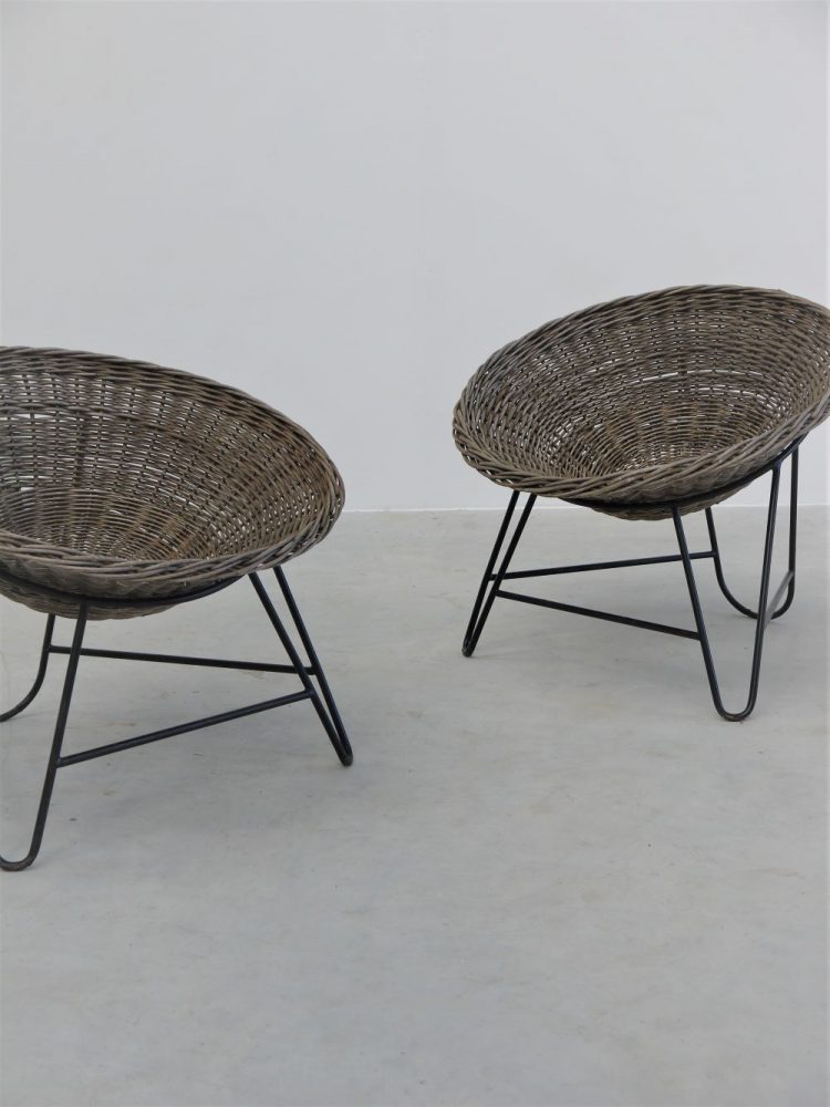Mathieu Mategot – Pair of Wicker Lounge Chairs
