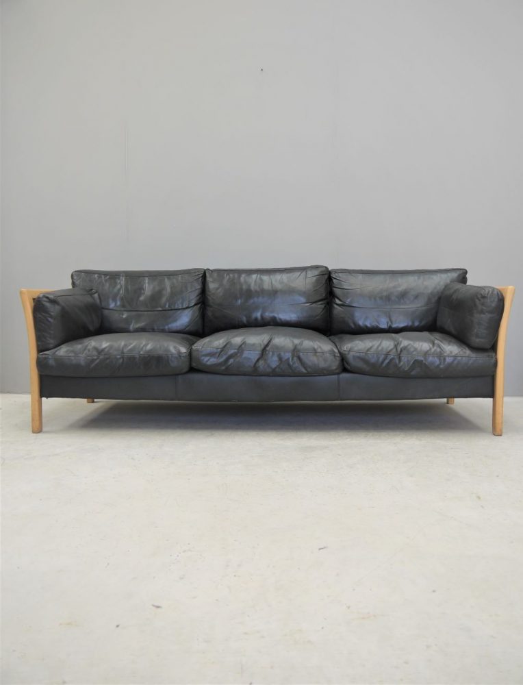 Mogens Hansen – Three Seat Black Leather Sofa