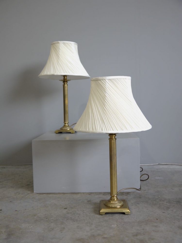 English – Pair of Brass Corinthian Column Table Lights