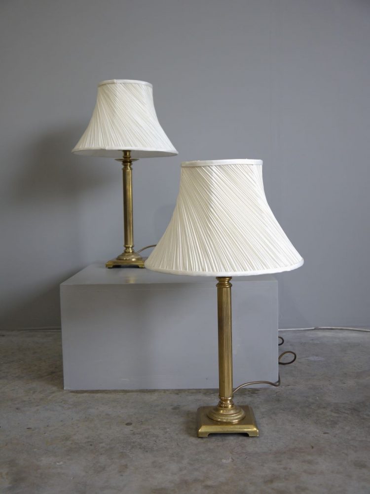 English – Pair of Brass Corinthian Column Table Lights