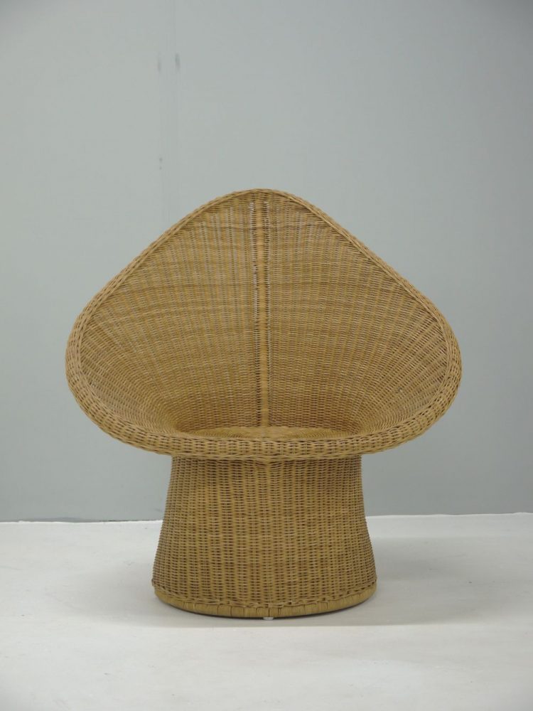 Italian – Mid-century sculptured wicker chair.