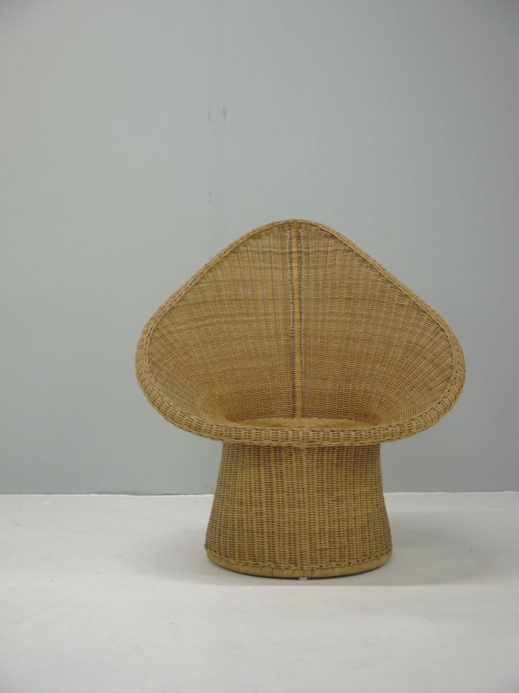 Italian – Mid-century sculptured wicker chair.