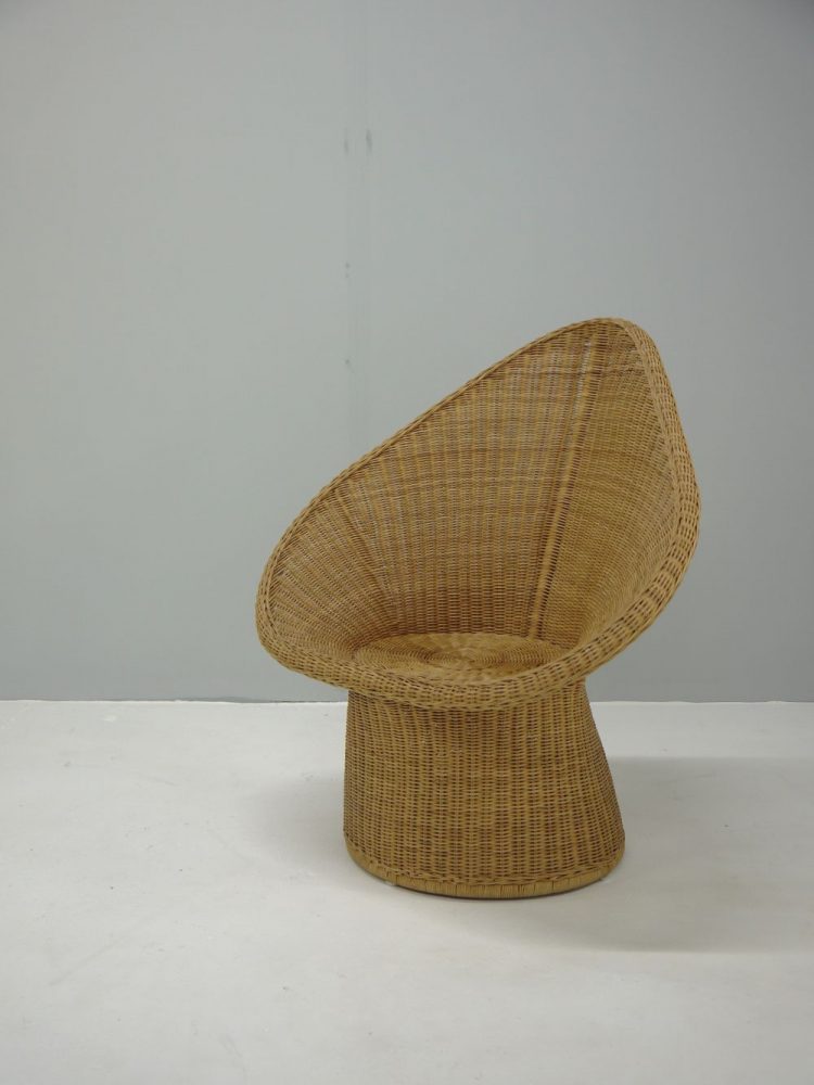 Italian – Mid-century sculptured wicker chair.