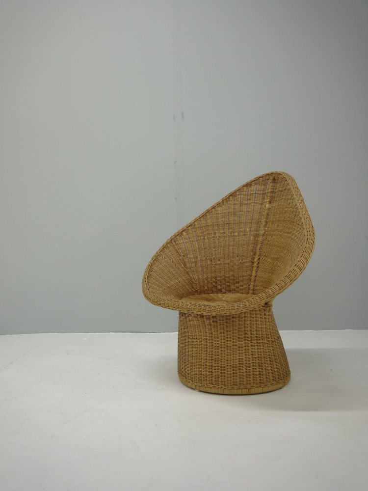 Italian – Mid-century sculptured wicker chair.