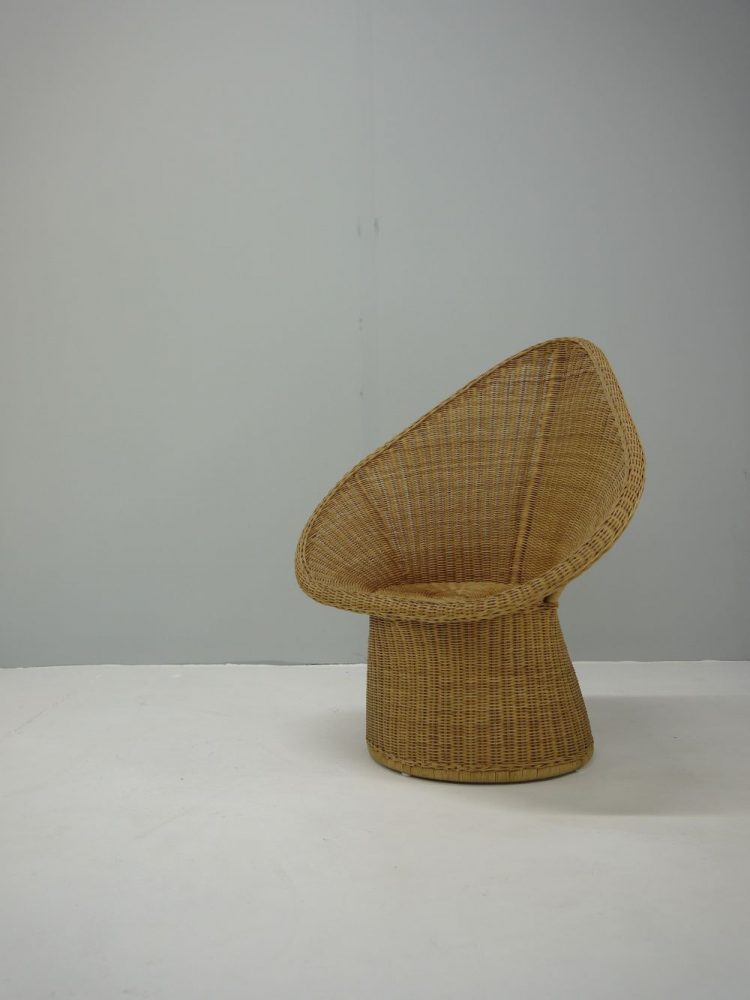 Italian – Mid-century sculptured wicker chair.