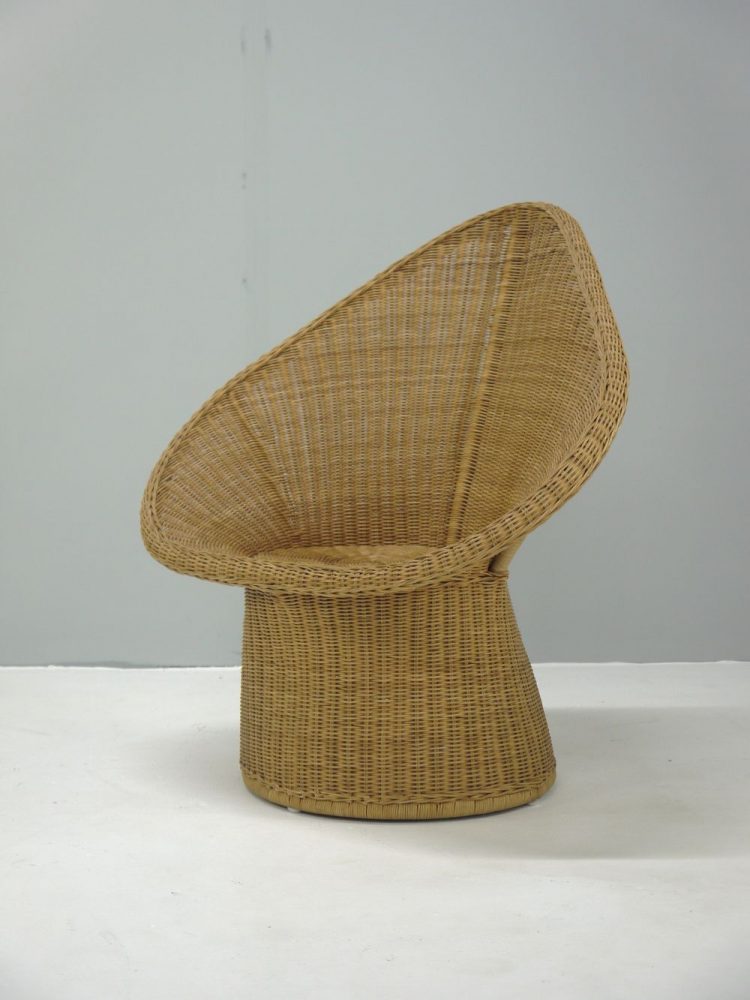 Italian – Mid-century sculptured wicker chair.