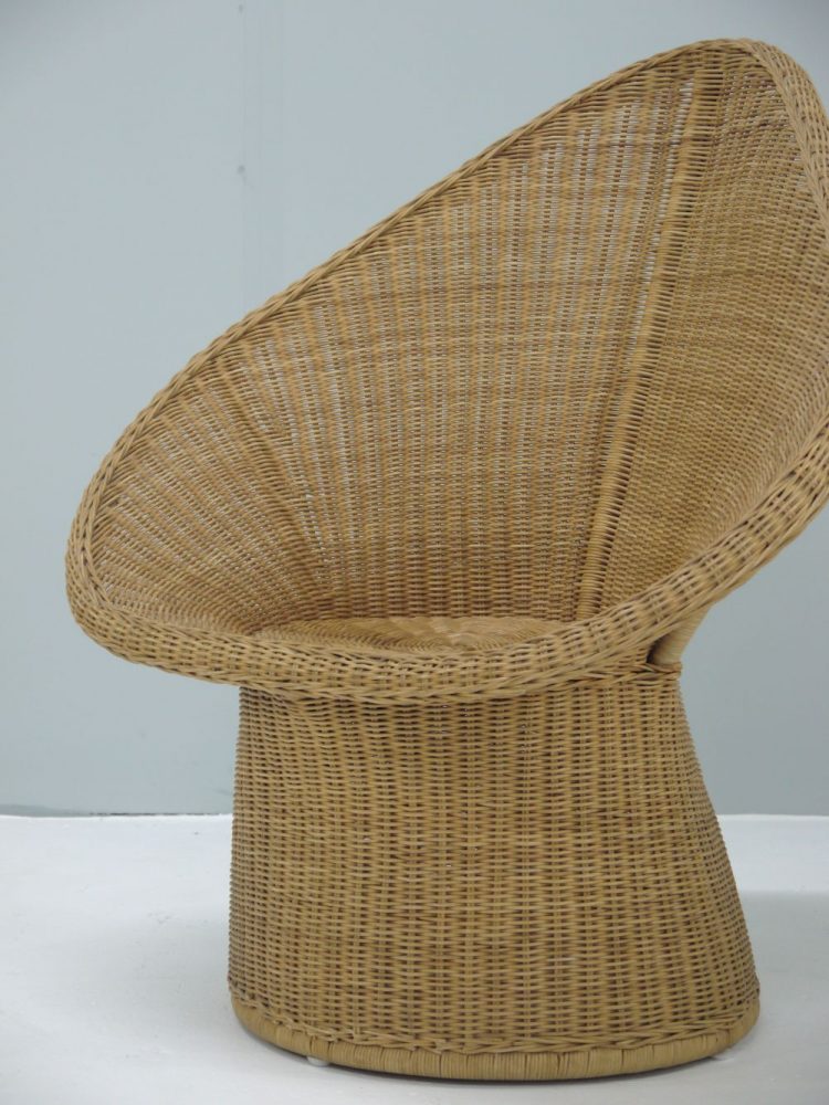 Italian – Mid-century sculptured wicker chair.