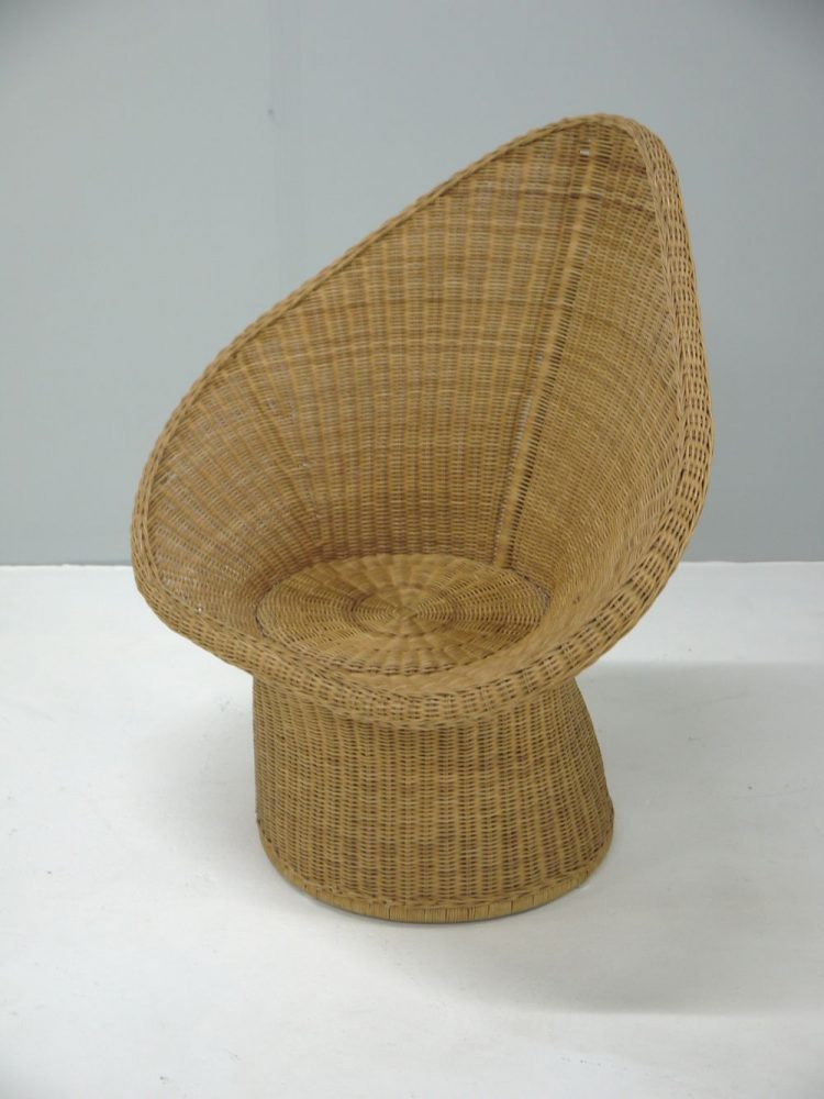 Italian – Mid-century sculptured wicker chair.