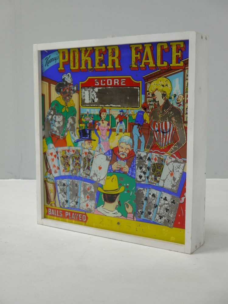 J H Keeney – Poker Face Pinball Glass Chicago1963