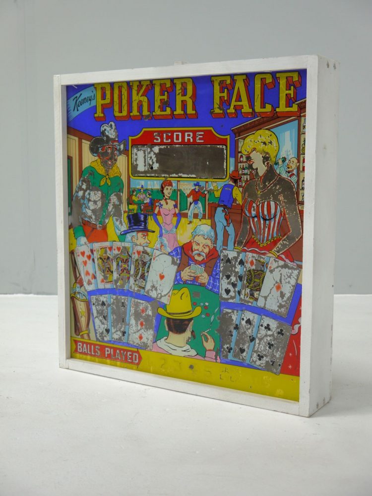 J H Keeney – Poker Face Pinball Glass Chicago1963