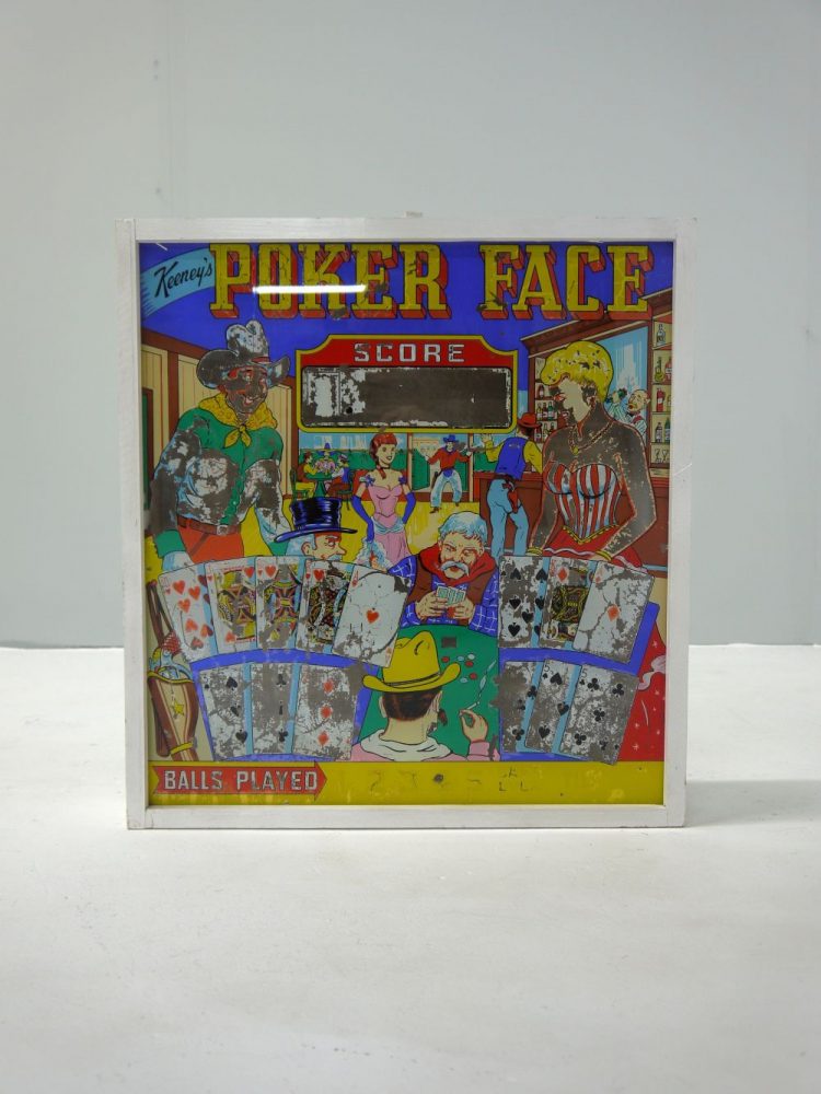 J H Keeney – Poker Face Pinball Glass Chicago1963