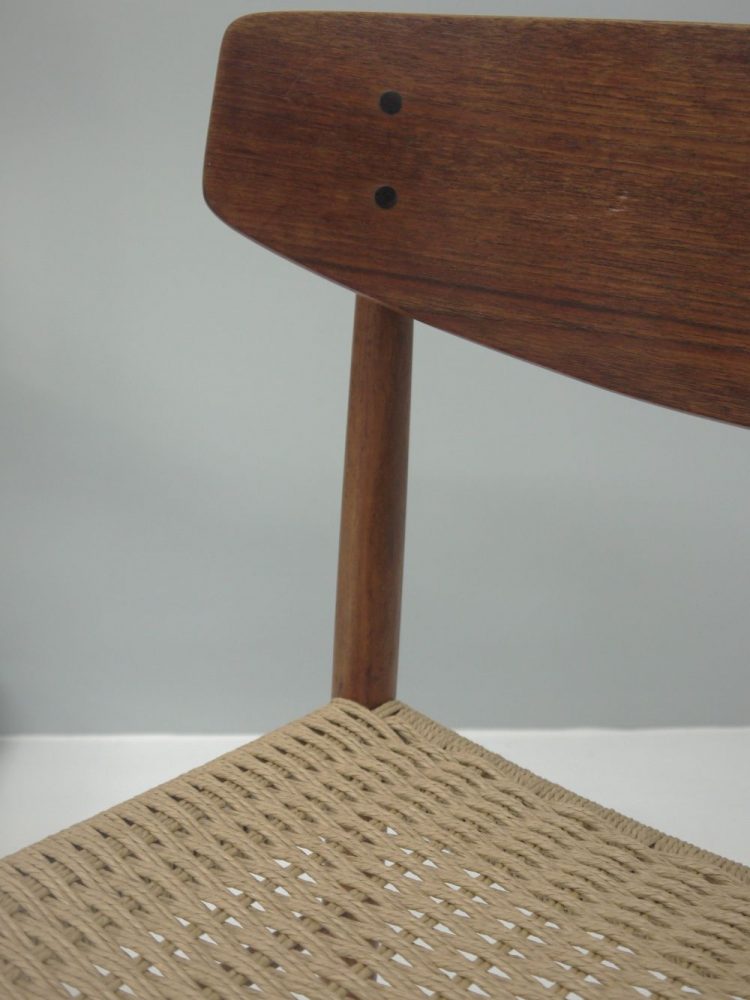 Danish – Set of Four Teak and Paper Cord Chairs