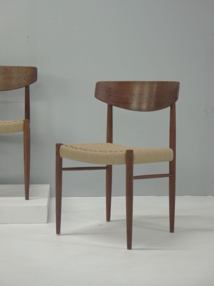 Danish – Set of Four Teak and Paper Cord Chairs