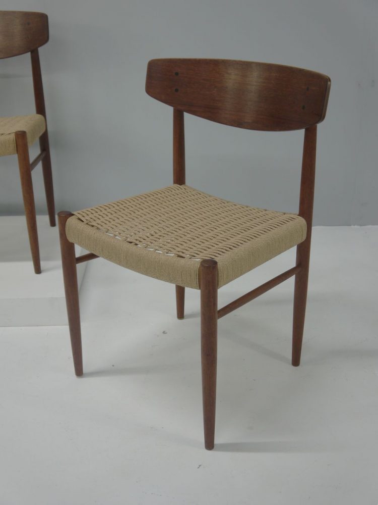 Danish – Set of Four Teak and Paper Cord Chairs