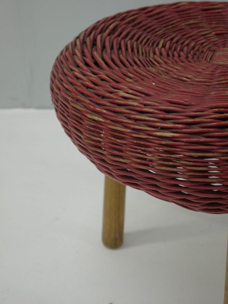 Tony Paul – Wicker and Wood Three Legged Stool