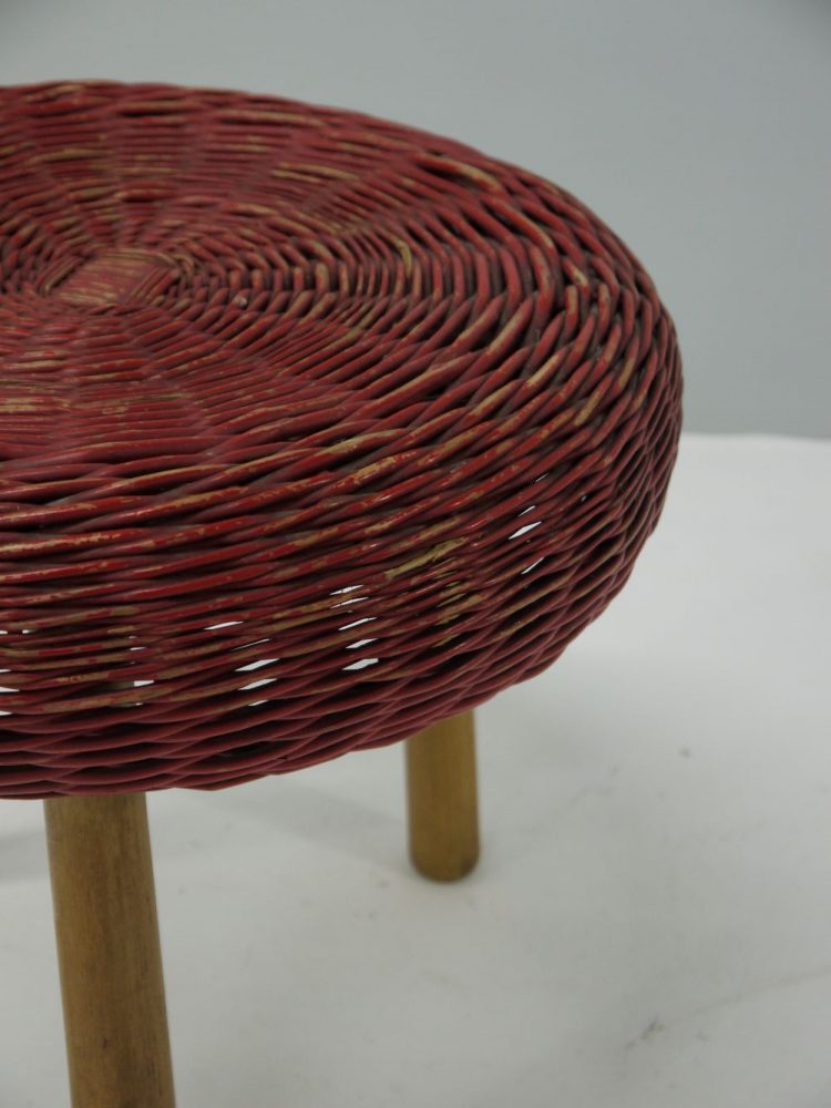 Tony Paul – Wicker and Wood Three Legged Stool