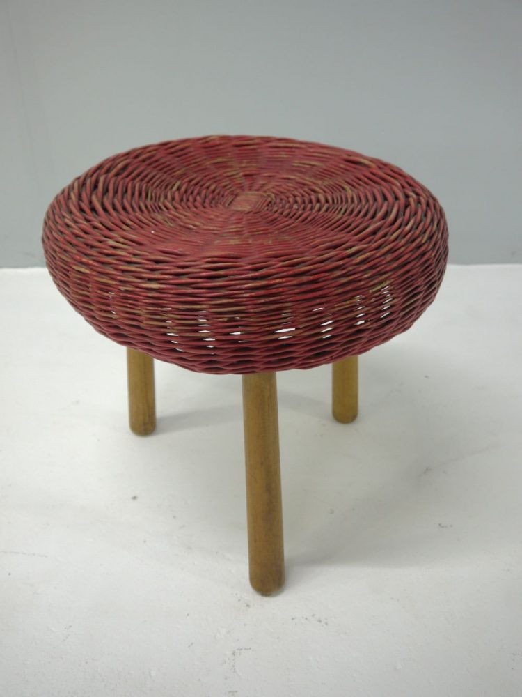 Tony Paul – Wicker and Wood Three Legged Stool