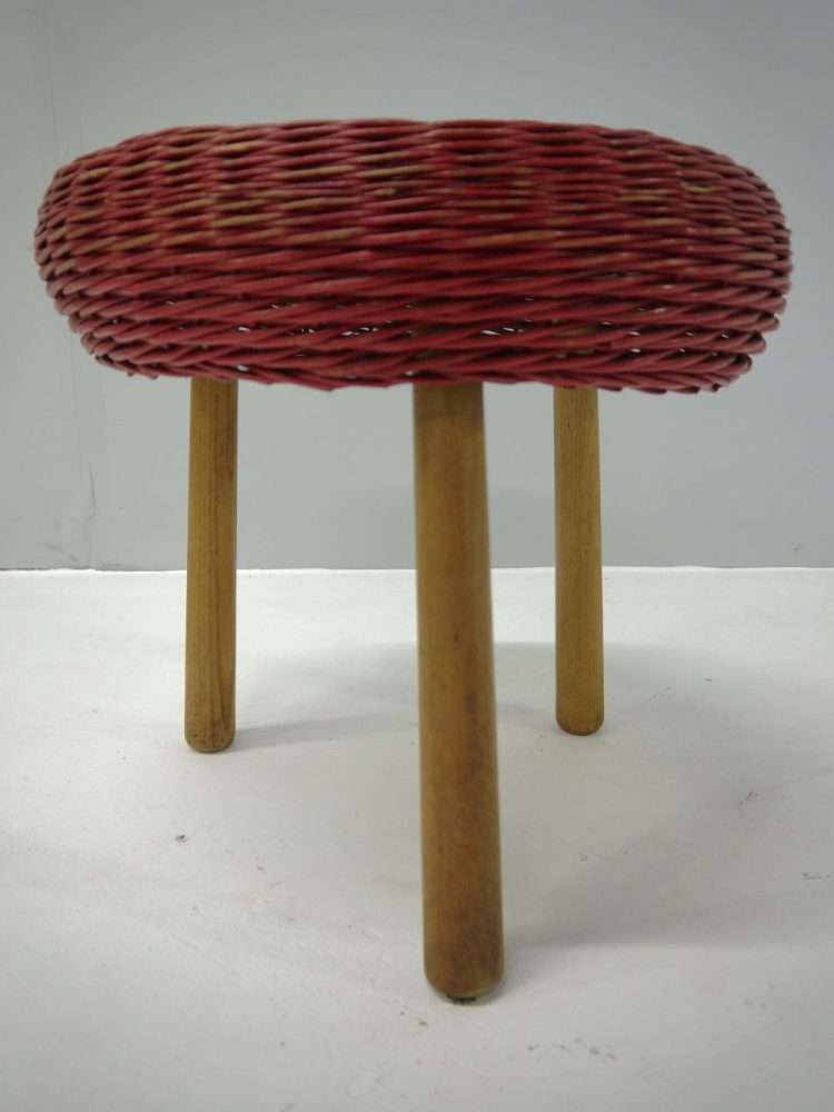 Tony Paul – Wicker and Wood Three Legged Stool